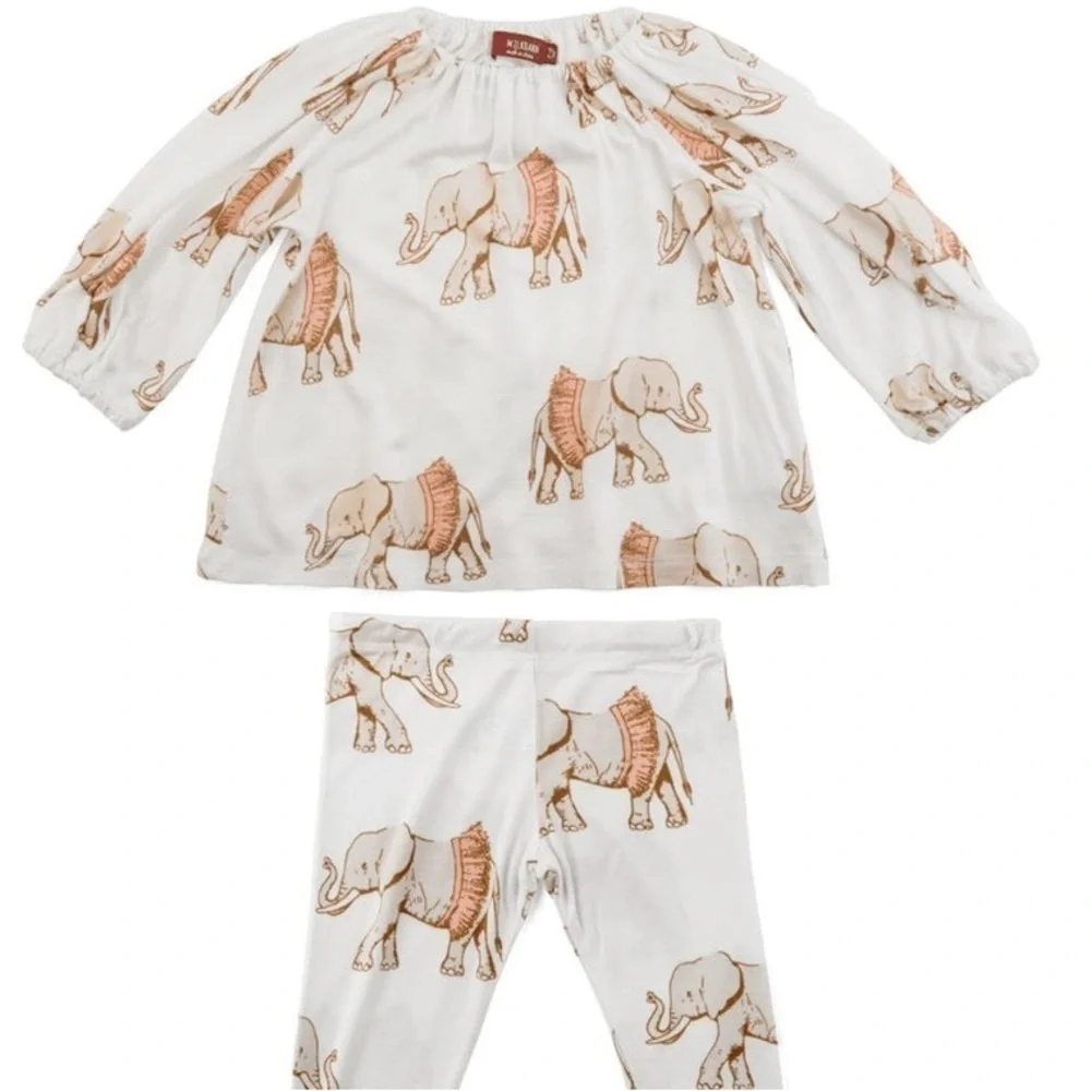 Milkbarn Elephant Tutus Organic Bamboo Top 3-6 months